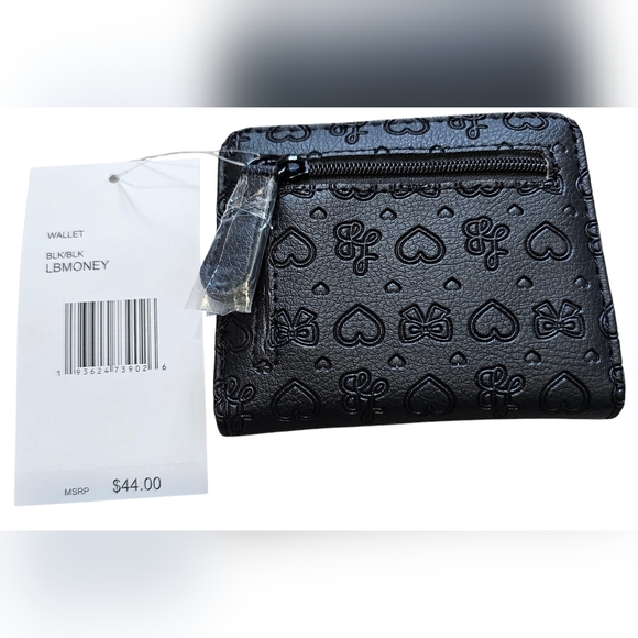 Betsey Johnson Black LBMONEY Women's Wallet, NEW! 4" X 3½" - Picture 4 of 9
